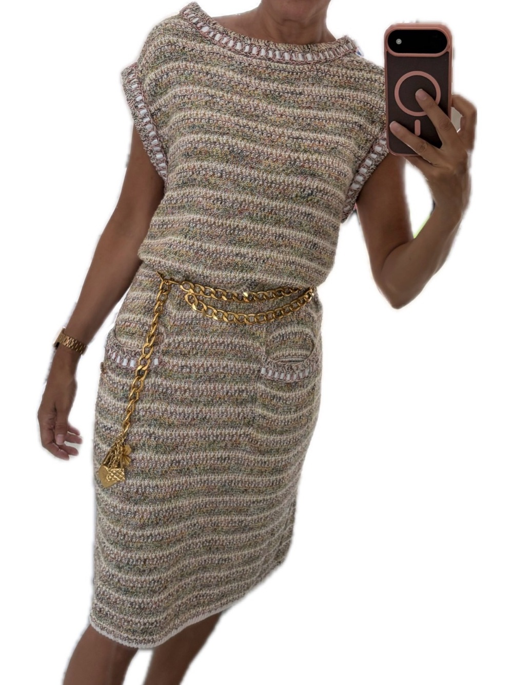 CHANEL 17C Coco Cuba Runway Multicolor Striped Knit Sleeveless Dress 40 - Picture 16 of 16
